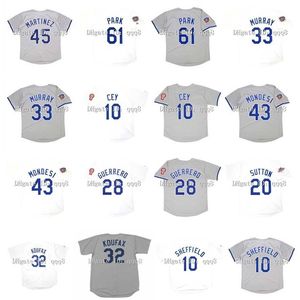 College Baseball Wears 1981 Retro Chan Ho Park Jersey 32 Sandy Koufax 45 Pedro Martinez 33 Eddie Murray 10 Ron Cey 43 Raul Mondesi Pedro Guerrero Don Sutton