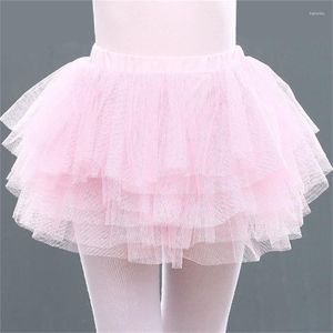 Scenkläder mycket vackra 6 lager barn flickor danskläder rosa vit tutu balett kjol