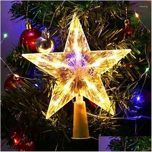 Christmas Decorations Christmas Decorations 24/18Cm Light Glowing Star Tree Topper Decor Led Ornament Fairy With Battery Box Drop De Dhsw0