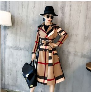 Women Blends Thickened autumn and winter women s lapels in the long simple color matching retro plaid coat temperament windbreaker 221124