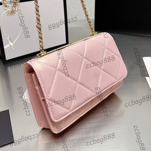 22F/W Trendy Quilted Classic C Mini Flap Bags Lambskin äkta läder Gold Metal Hardware Matelasse Chain Crossbody Purse Card Phone Hold Pocket Handväskor 19 cm