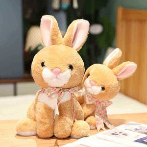 2575Cm Cute Simulation Rabbit With Button Bow Toy Stuffed Beautiful Animal Bunny Plush Doll For ldren Grills Soft Cushion Cute Gift J220729