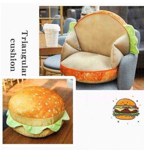 クリエイティブ1PC美しいシミュレーションプラッシュフードパンパントーストハンバーガー詰め詰めた食品おもちゃホームソファフロアピローJ220729
