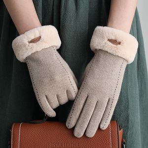 Пяти пальцев перчатки пять пальцев перчатки женское зимнее сенсорный экран кашемирная рука для женщин на открытом воздухе