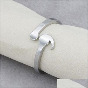 Band Rings Creative Semicolon Design Opening Wave Ring For Women Men Sier Color Inspirational Jewelry Graduate Gifts Lover Drop Deliv Dh5Lr