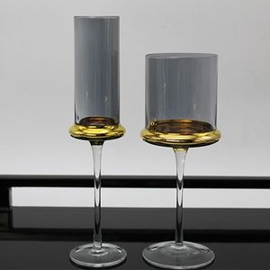 Vino in stile europeo in stile grigio grigio dipinto di oro in vetro di vino in bicchiere tazza d'acqua in vetro d'acqua mobili a doppio mobile a doppia casa camera da casa AC 221124