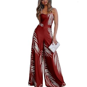 Kvinnors jumpsuits Rompers Summer Sleeveless Lace Sexy Bodycon Backless Long Elegant Costumes Print 221123