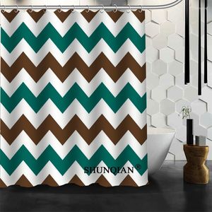 Shower Curtains Bathroom Waves Curtain Custom Waterproof Polyester Fabric For