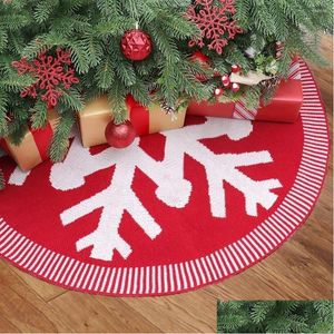 Decorazioni natalizie Decorazioni natalizie Gonna per albero da 24 pollici Ornamento Fiocco di neve rosso grigio Natale per la casa Fondo Tessuto Decorazioni per l'anno Dro Dhnuz