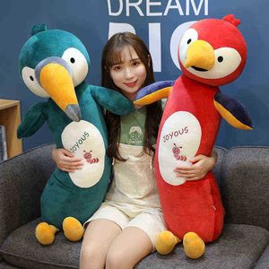 60110Cm Lifelike Bird Parrot Plush Toys Stuffed Toucan Dolls Long Pillow Kid ldren Baby Toy Boys Girls Birthday Gift J220729