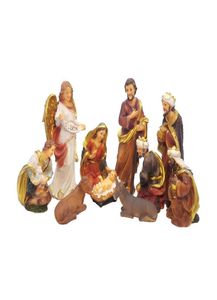 Zayton standbeeld Nativity Scene Baby Jesus Manger Christmas Crib Figurines Miniatures Ornament Church Kerstmis Gift Home Decoratie T2007