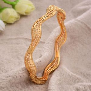 Bangle 24k 1st/Lot Gold Color Bresslate Bangles For Women Armband Wedding Party Bridal Jewelry Joias Ouro Factory Price Vint