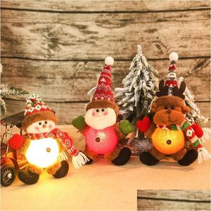 Juldekorationer Juldekorationer LED Snowman Elk Doll Tree Hängande hänge med lampande årets festdekoration för Ho Dhou4