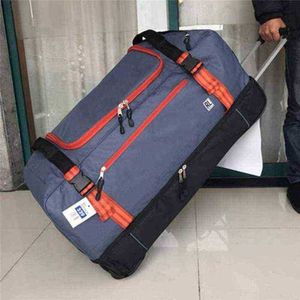 Hög kvalitet för lång tripslarge volym tum oxford rullande bagageväska utländsk vikbar vagnfodral J220707