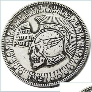 Konst och hantverk Arts and Crafts HB31 Hobo Morgan Dollar Skl Zombie Skeleton Copy Coins Brass Craft Ornaments Home Decoration Accesso DHK2L