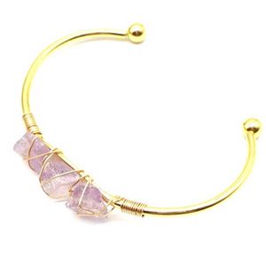 Cuff Druzy Gemstone Cuff Bracelet For Women Girls Handmade Gold Wire Woven Lift Of Tree Healing Chakra Crystal Friendship Bangle Cha Dhkud