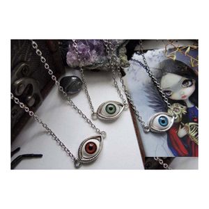 Pendant Necklaces Vintage Bronze Turkish L Evil Devil Eyes Necklace Pendant Punk Bff Statement Steampunk Choker For Women Witch Goth Dhtw1