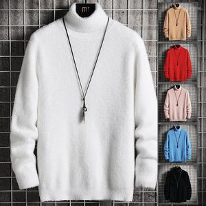 Męskie swetry męski sweter z czystej bawełny sweter z golfem dzianinowy zimowy modny top z długim rękawem High-End Thermal