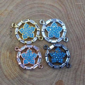 Pendant Necklaces Rectangle Turquoises Tiny Zircon Paved Jewelry Copper Metal Electroplated Charm Round Star Beads In 19.7 14.2 Mm PC6815