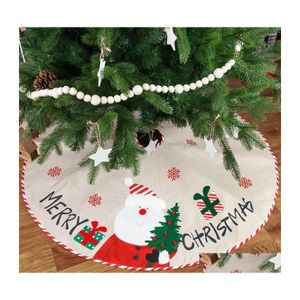 Christmas Decorations Christmas Decorations 2022 Decoration Linen Embroidered Tree Skirt Wai Carpet Apron Arrangement Drop Delivery Dhkmj