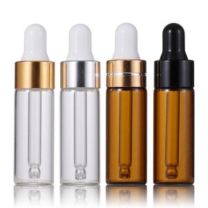 Mini Glass Droper Bottle 1 ml 2 ml 3 ml 5 ml provbehållare för eterisk olja parfym liten injektionsflaska