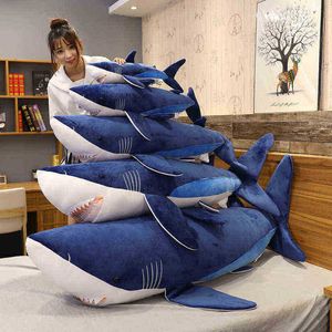 60130Cm Shark Kuscheliges beliebtes Schlafkissen Reisebegleiter Spielzeug Geschenk Hai Niedliches Kuscheltier Fischkissen Spielzeug für Kinder J220729