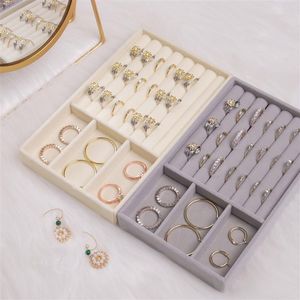 Högkvalitativ bärbar sammet smycken ring smycken Display Organiser Box Tray Holder Earring Jewel Storage Case Showcase
