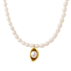 Naszyjniki wiszące klasyczne perełowe złoty wlewek naszyjnik ze stali nierdzewnej damskie damskie biżuterię biżuterię 2022 dziewczęta