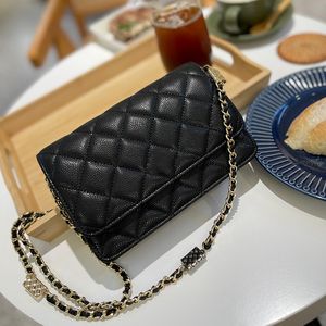 22C Womens Caviar Leder mit gestaßen Brieftaschen mit Telefonkartenhalter Kalbskinte Multi Pochette große Kapazität Luxusdesigner Outdoor Sacoche -Beutel 20cm