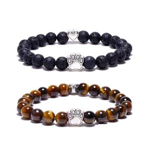 Perline in pietra naturale Mala Perline Yoga Bracciale Cane Zampa a mano 8 mm Corda elasticizzata Perline Donna Uomo Bracciali Gioielli consegna goccia Dhteu