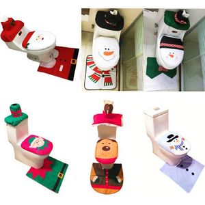 Tuvalet koltukları ayak ped kapağı kapağı Noel dekorasyonları mutlu Noel Baba ve Halı Banyo Aksesuar Claus 1set