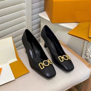 Designer luxury Women's High Heels Square Dress Shoes Luxury sexy Stiletto leather Office Party Shoes 35-41