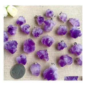 Pendant Necklaces Bk Coarse Purple Amethyst Quartz Crystal Original Natural Stone Used For Driving Cutting Jewel Tumbling And Polish Dhrsi