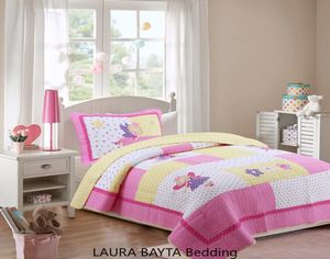 Śliczne dziecko różowe haftowane łóżko bawełniane baletowe dziewczęta domowe pościel 2PCS Zestaw Europa kołdra kołdry pojedyncze łóżka łóżka
