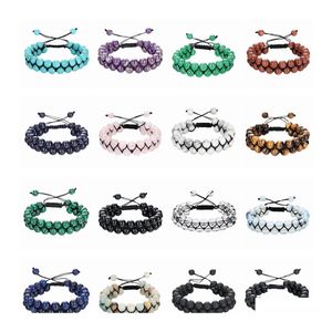 P￤rlstav 8mm v￤vda v￤nskap kvinnor armband presentf￶rpackning justerbar chackra p￤rla sten kristall armband f￶r m￤n svarta rep smycken dropp deli dhoe7