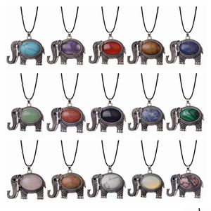 Pendant Necklaces Elephant Alloy Pendant Jewelry Antique Exquisite Carving Charm Necklace Women Leather Chain Drop Delivery Dhgarden Dhqit