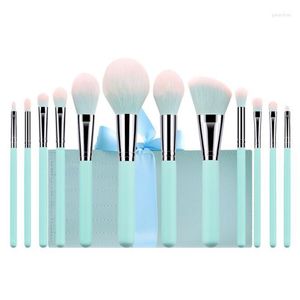 Makeup Brushes 12set/Lot 12pcs/Set Pu Bag Highlight Brush Set Tr￤handtag Eye Shadow Powder Concealer Red Lip Cosmetic Tools HA2431