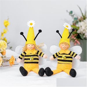 Decorações de Natal Decorações de Natal Gnome Bee Anões Doll fofo Longo Long Plush Decoração de ornamentos para festival Holiday Home B Dhhum