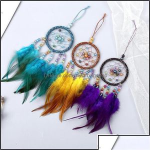 Arts And Crafts Arts And Crafts Manual Dreamcatcher Wind Chime Feather Bead Round Aeolian Bells Home Furnishing Decorative Trinkets Dhizy