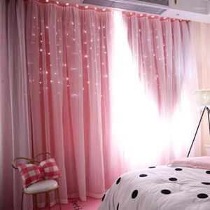 Curtain Hollowed Out Star Shading Window Blackout Drapes Purdah For Living Room Princess Children Baby Kid's