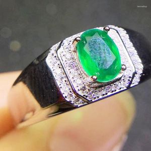 Cluster Rings Men Ring Natural Emerald Or Blue Moonstone 925 Sterling Silver 0.85ct Gemstone For Women J18060402