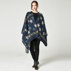 Шарфы зима руна пончо накидка открытая передняя одеяло плащ плащ с плюс размер винтажный ретро модный кардиган длинный свитер