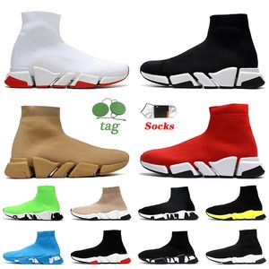 Sockskor 2 Kvinnor Mens Designer Boots Outdoor Ankle Booties White Black Beige Red Overdimensionerade Platform Sneakers Luxury Fashion Socks Trainers Storlek 36-45