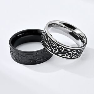 Retro Celtic Stainless Steel Ring band Triangular Knot rings Hip Hop Men Fashion Jewelry Gift