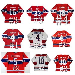 College Hockey Wears Vintage Guy Lafleur Hockey Jersey Jean Beliveau HENRI Maurice Richard Patrick Roy Jacques Plante BERNARD GEOFFRION Saku Koivu SERGE SAVARD