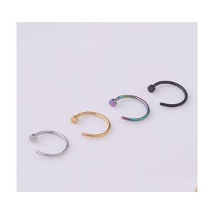 Nose Rings Studs 6/8/10Mm Punk Stainless Steel Fake Nose Ring C Clip Lip Earring Helix Rook Tragus Faux Septum Body Piercing Jewel Dhuli
