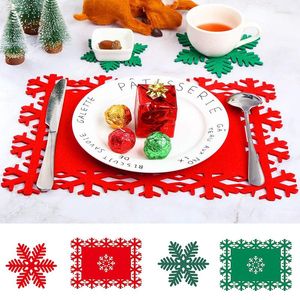 Tapets de mesa Feliz Natal Flocos de neve Copo Dinner Donar Bandejas de bandeja Isollo Hollow Fellow Placemat Decora Acessórios de cozinha