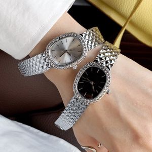 Модные брендные часы для женщин женская женщина из хрустального стиля роскошная металлическая стальная группа хорошая Quartz Clock R219