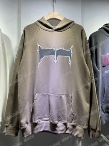 xinxinbuy erkekler tasarımcısı tahrip kapşonlu sweatshirt Paris grafiti mektup basılı kadınlar yeşil mor siyah kahverengi büyük boy xs-l