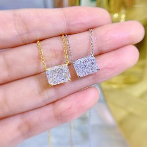 Chains Valuable Square Diamond Cross Pendant 925 Sterling Silver Party Wedding Pendants Necklace For Women Men Chocker Jewelry